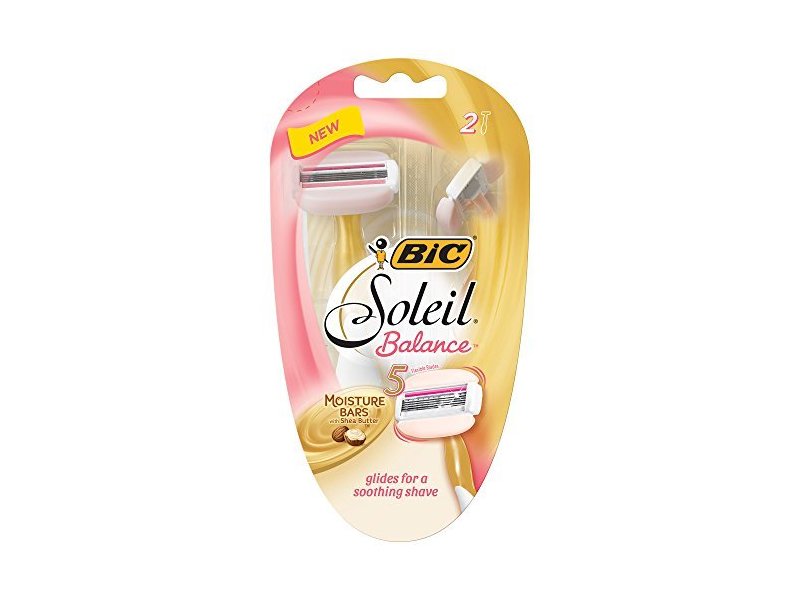 Bic Soleil Balance Razor For Women - Moisture Bars With Shea Butter - 2 Count Razors Per Package - Pack of 2 Packages