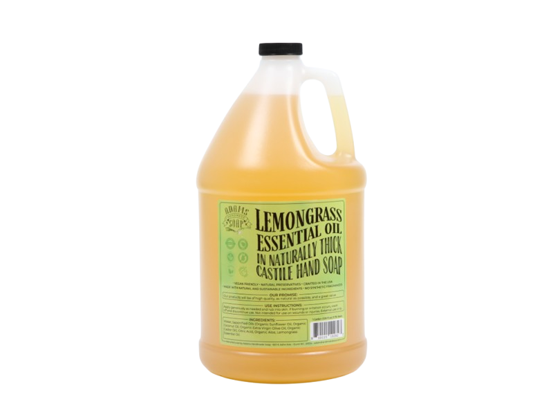 Adams Handmade Soap Castile Hand Soap, Lemongrass Essential Oil, 128 fl oz/3.78 L