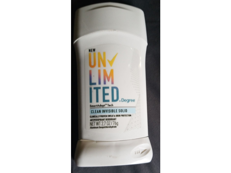 Degree Unlimited Antiperspirant Deodorant, Clean Invisible Solid, 2.7 oz/76 g, Pack Of 2