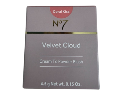 No7 Velvet Cloud Cream To Powder Blush, Coral Kiss, 0.15 oz/4.5 g