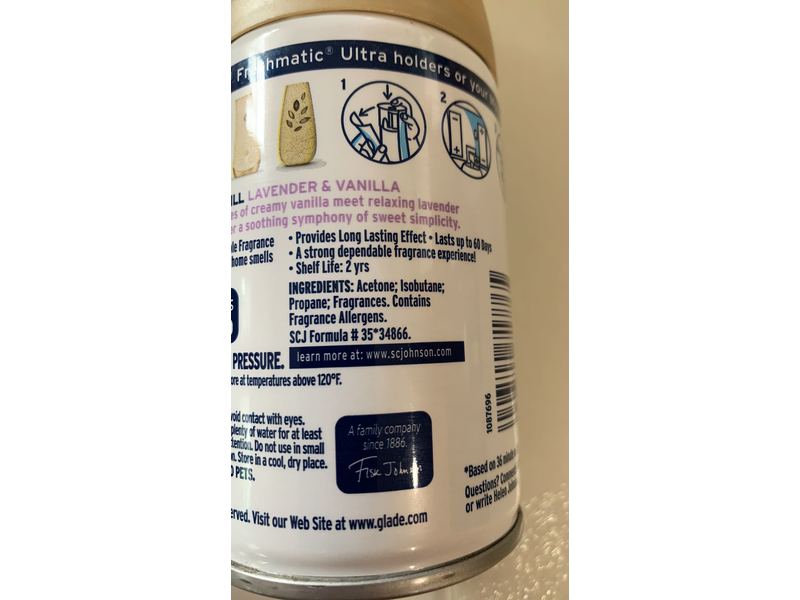 Glade Lavender & Vanilla Automatic Spray Refills Air Fresheners (6) 6.2 oz Each