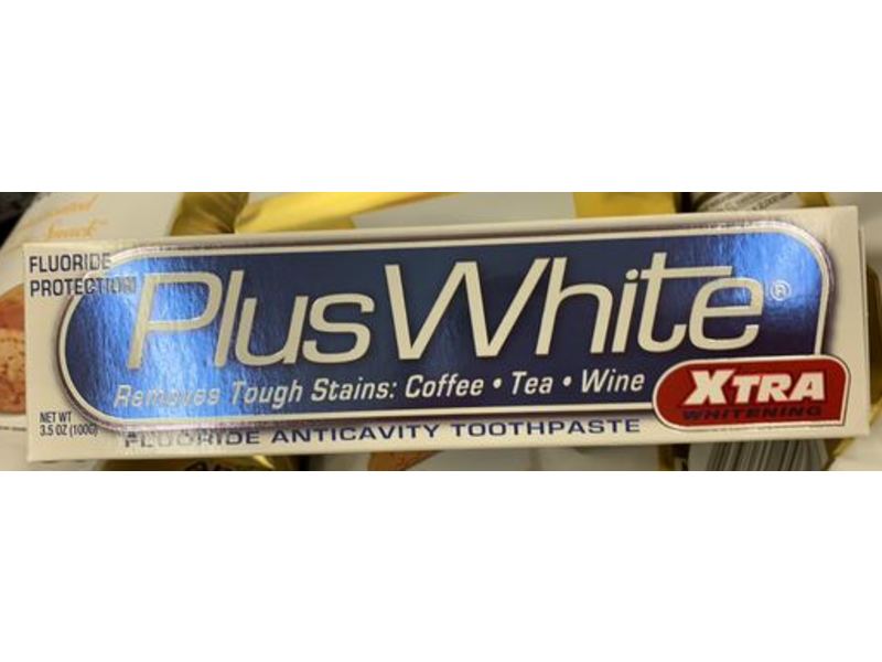 Plus White Xtra Whitening Fluoride Anticavity Toothpaste, 3.5 oz/100 g