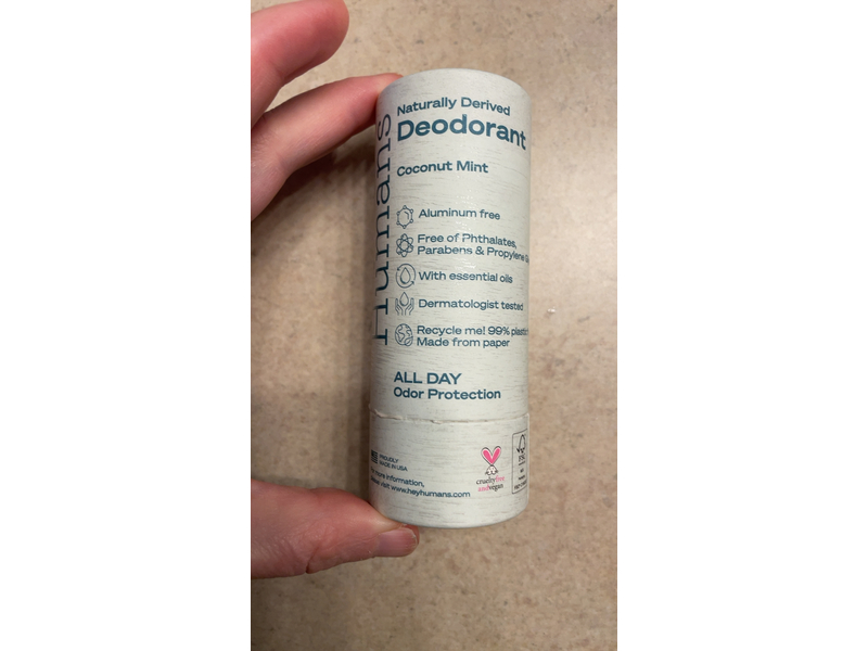 Hey Humans Naturally Derived Deodorant, Coconut Mint, 2 oz/56 g