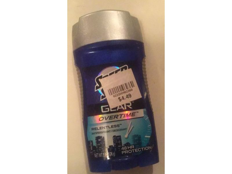 Speed Stick Gear Overtime Antiperspirant Deodorant, Relentless, 2.7 oz/76 g