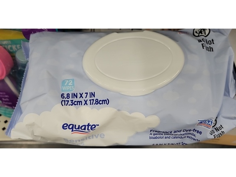 Equate Sensitive Wipes, 72 Wipes