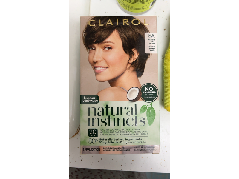 Clairol Natural Instincts Hair Color, 5A Medium Cool Brown, 1 Application.