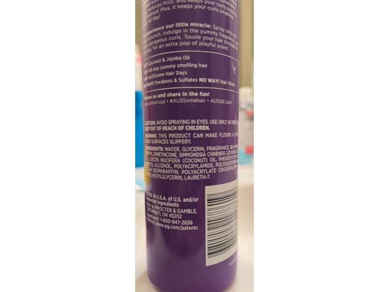 Aussie Miracle Curls 2nd Day Curl Activator, Coconut & Jojoba Oil, 8.5 fl oz/251 mL
