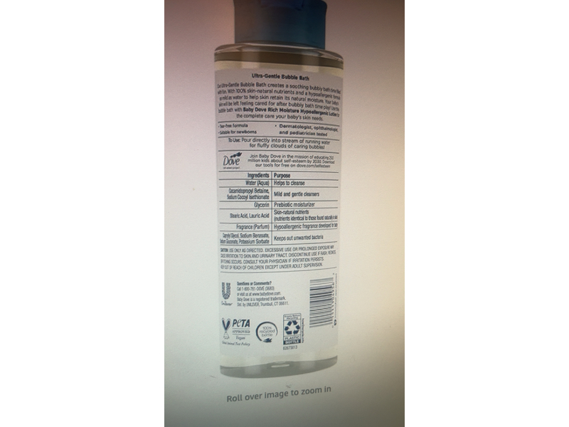 Baby Dove Sensitive Skin Care Ultra-Gentle Bubble Bath, Rich Moisture,16 fl oz/475 mL