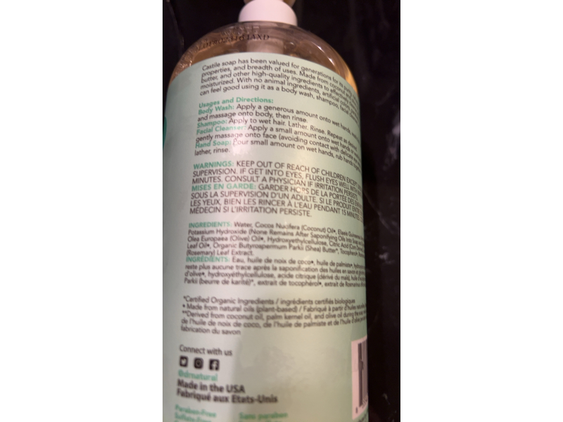Dr. Natural Body + Face Wash Multipurpose Castile Soap, Eucalyptus, 32 fl oz/944 mL
