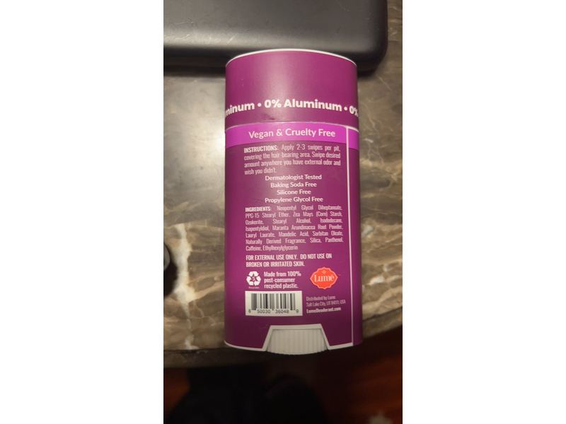 Lume Solid Stick Whole Body Deodorant, Peony Rose, 2.6 oz/75 g