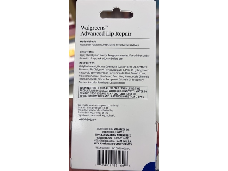 Walgreens Advanced Lip Repair, 0.11 oz/3.4 g, Pack Of 2