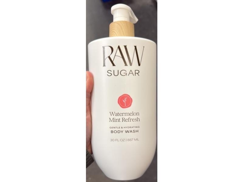 RAW Sugar Gentle & Hydrating Body Wash, Watermelon Mint Refresh, 30 fl oz/887 mL