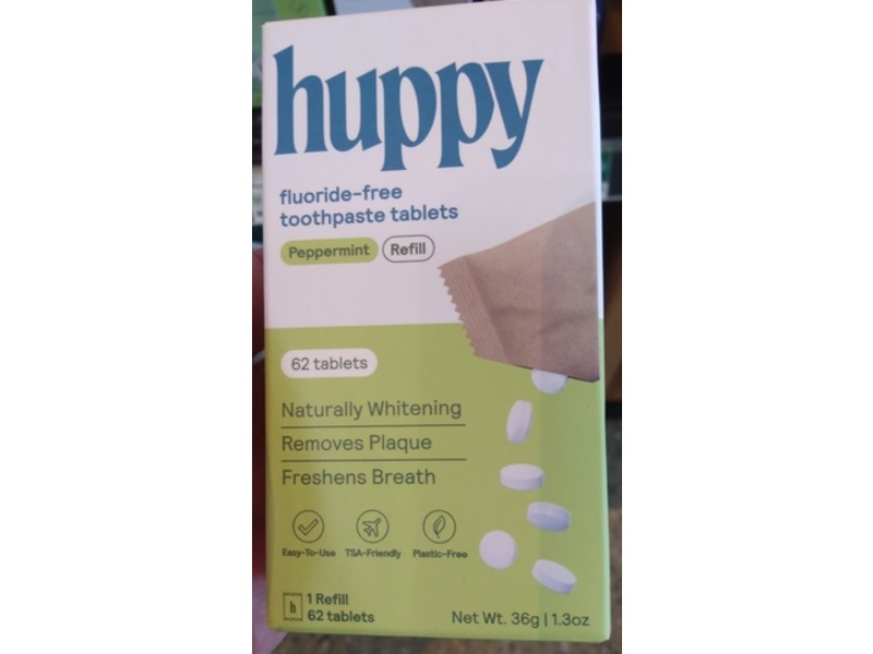 Huppy Toothpaste Tablets Refill, Peppermint, 1.3 oz/36 g, 62 Count