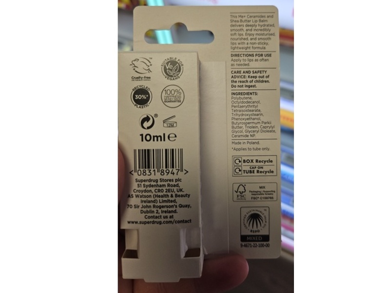 Superdrug Me+ Ceramides Balm, Shea Butter, 10 mL