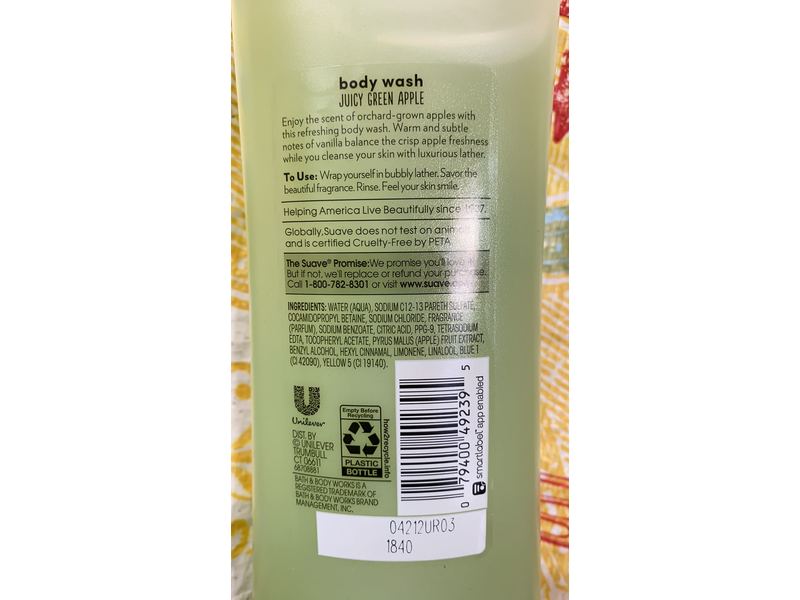 Suave Refreshing Body Wash, Juicy green Apple, 15 fl oz/443 mL
