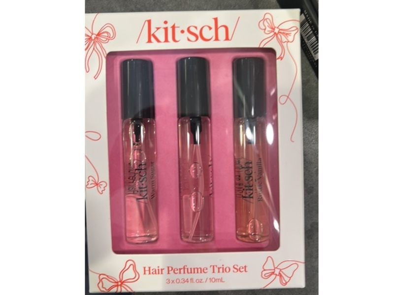 Kitsch Hair Perfume Trio Set, Warm Sugar, Amber Shores, Rustic Vanilla, 0.34 fl oz/10 mL