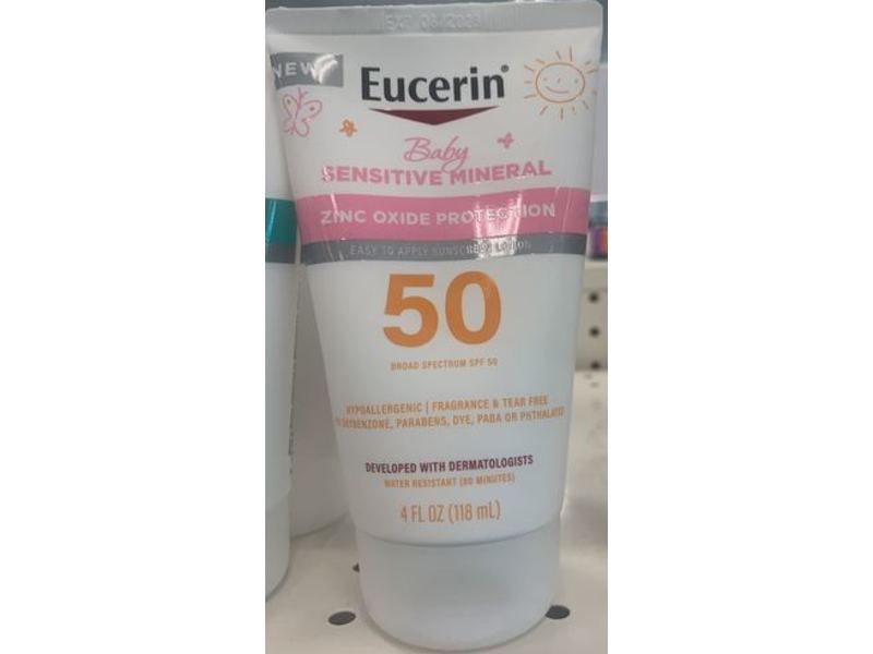 Eucerin Baby Sensitive Mineral Sunscreen, SPF 50, 4 fl oz/118 mL