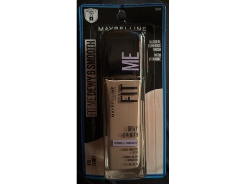 Maybelline New York Fit Me Dewy + Smooth Liquid Foundation, 115 Ivory, 1 fl oz/30 mL
