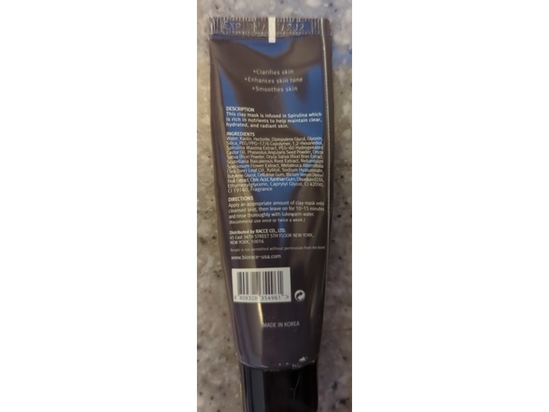 Biorace Pore Purifying Clay Mask, Spirulina & Tea Tree, 1 oz/28 g