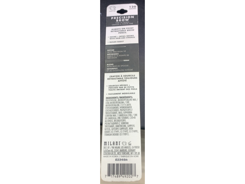 Milani Precision Brow Pencil, 120 Caramel, 0.0018 oz/0.05 g