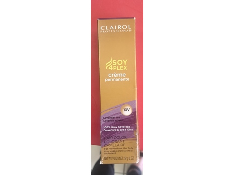 Clairol Professional Soy4plex Permanent Cream Color, 10V Lavender Ice, 2 oz/57 g