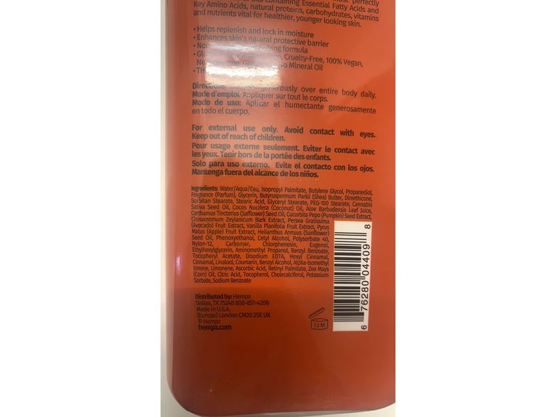 Hempz Limited Edition Herbal Body Moisturizer, Pumpkin Spice & Vanilla Chai, 17 fl oz/500 mL