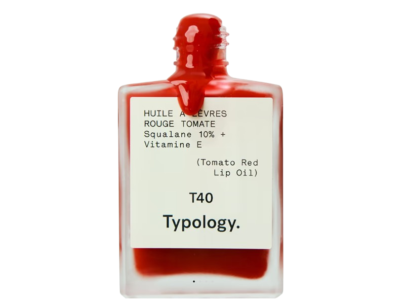 Typology T40 Red Lip Oil, Rouge Tomato, Squalane 10% + Vitamin E, 15 mL