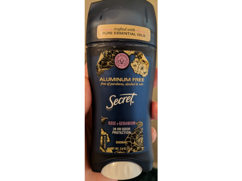 Secret Aluminum Free 24 Hr Odor Protection Deodorant, Rose + Geranium, 2.6 oz/73 g
