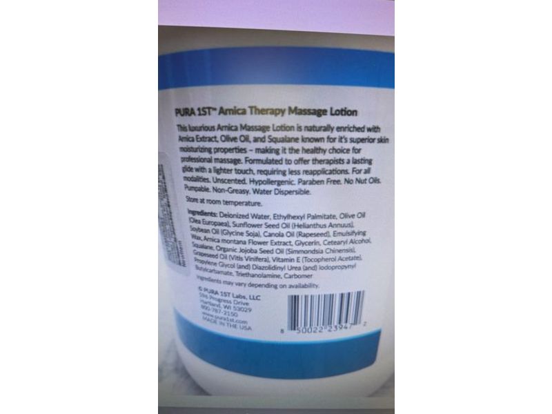 Pura Arnica Therapy Massage Lotion, 128 fl oz/3.78 L