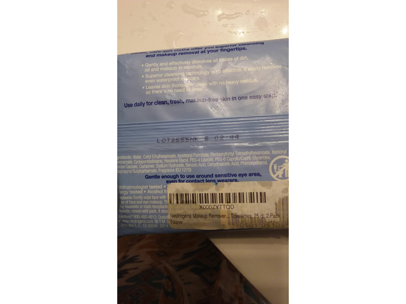 Neutrogena Makeup Remover Cleansing Towelettes, Refill Pack, 25 Towelettes