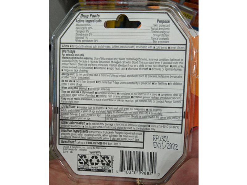 Orajel Cold Sore Symptom Treatment Moisturelock Cream, 0.105 oz/3 g