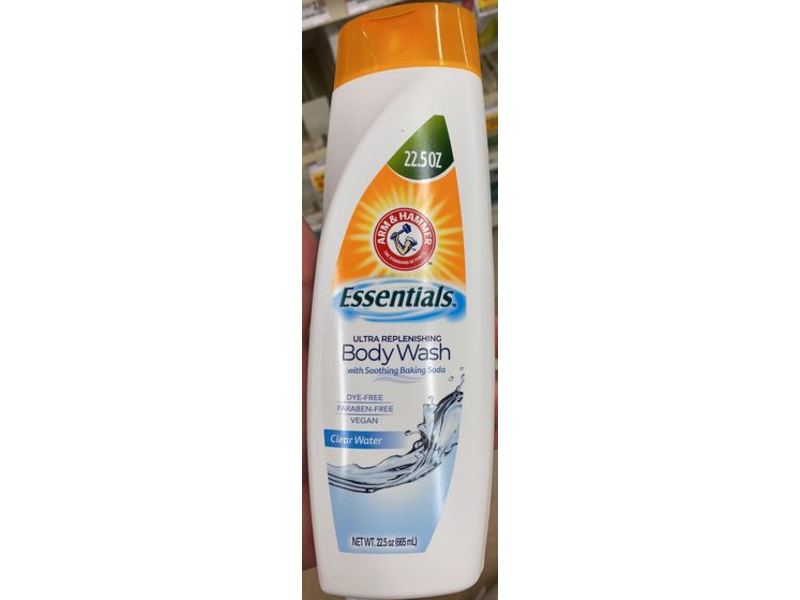 Arm & Hammer Essentials Ultra Replenishing Body Wash, Clear Water, 22.5 oz/665 mL