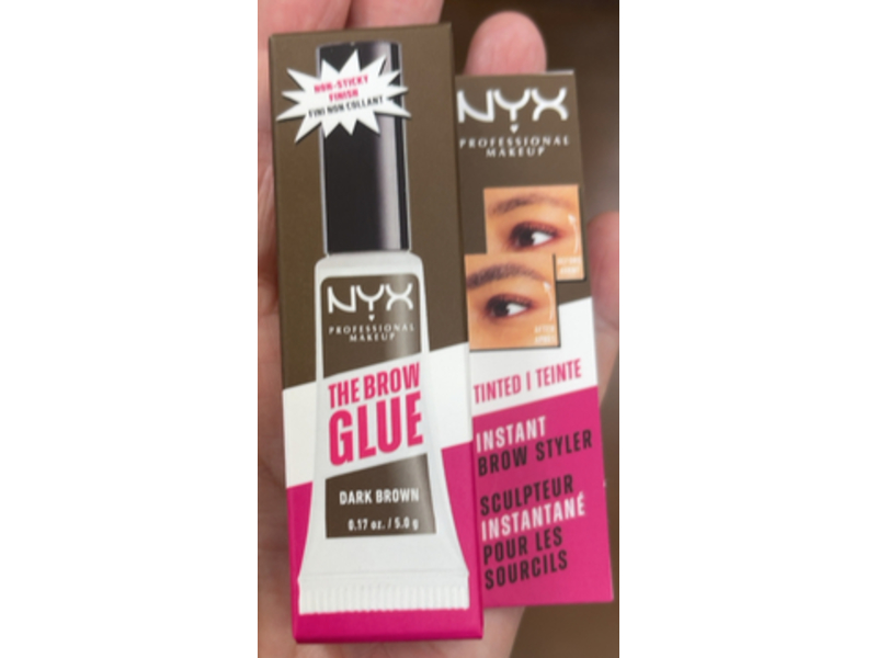 NYX Professional Makeup The Brow Glue Eyebrow Gel, Dark Brown, 0.17 oz/5 g