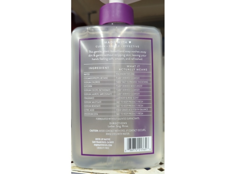 Native Hand Soap, Lavender & Rose, 13 fl oz/384 mL