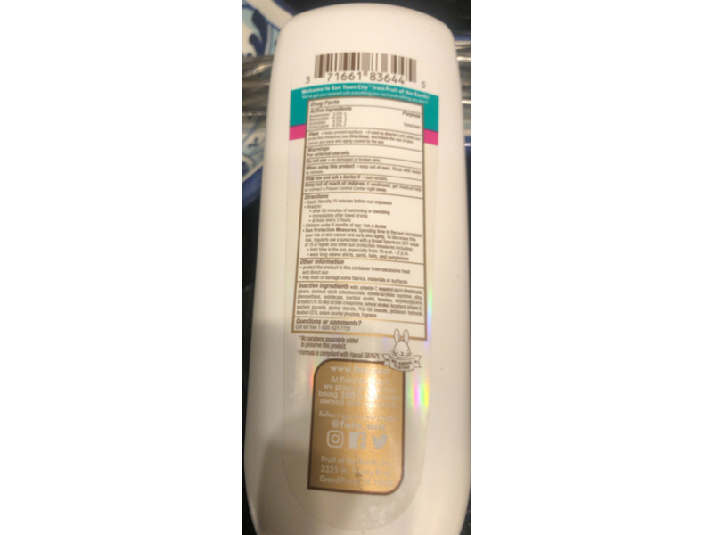 Fruit Of The Earth Sun Town City Kids Lotion, SPF 50, 3.4 fl oz/100 mL