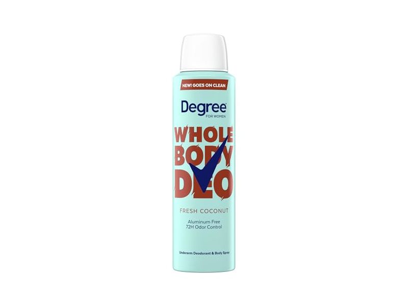 Degree Whole Body Deodorant & Body Spray, Fresh Coconut, 2.9 oz/84 g