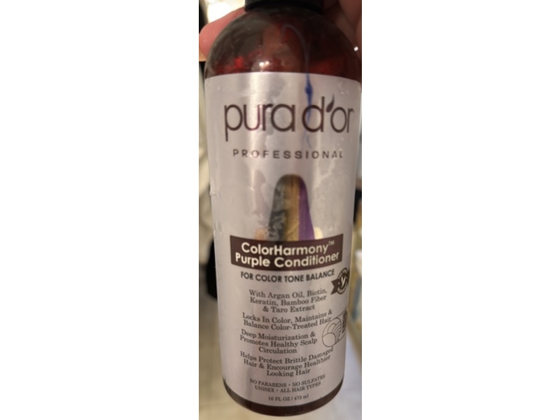 Pura D'or Colorharmony Purple Conditioner, 16 fl oz/473 mL