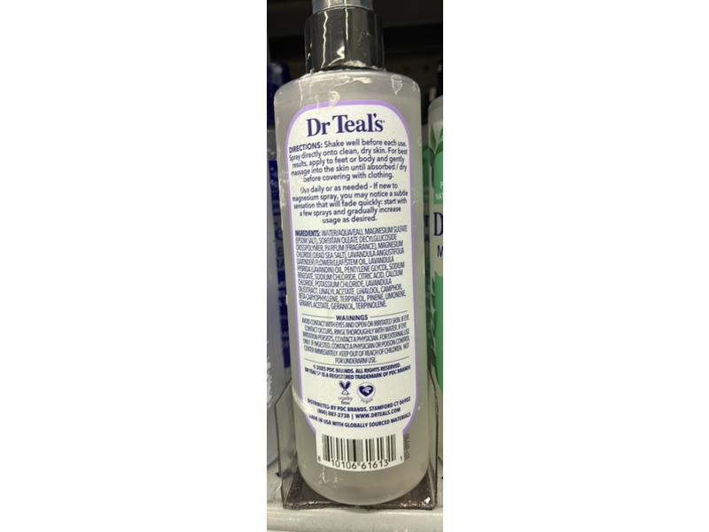 Dr Teal's Magnesium Spray, Lavender, Pure Epsom Salt & Natural Dead Sea Salt, 8 fl oz/237 mL