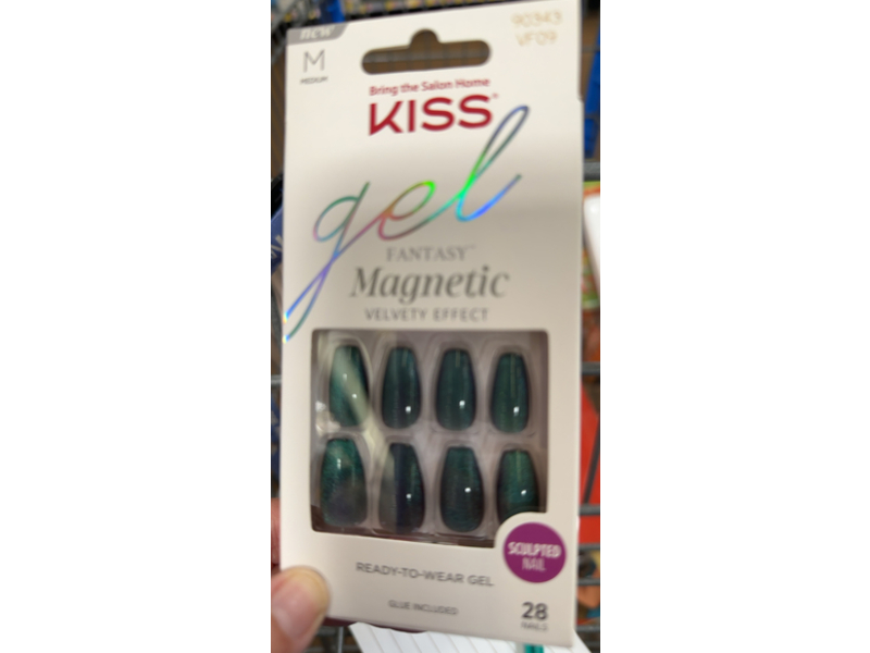Kiss Sculpted Glossy Nail Fantasy Magnetic Gel, Medium, Dark Blue, 28 Counts