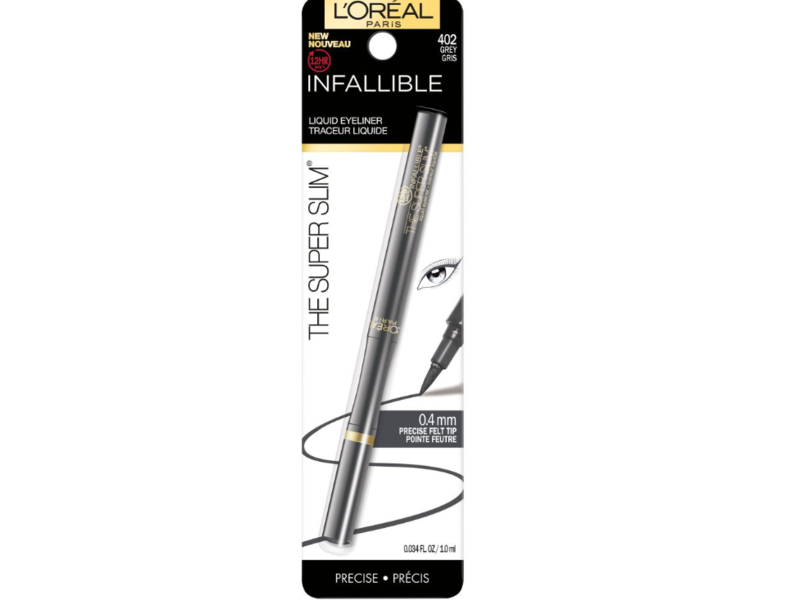 L'Oreal Paris Infallible The Super Slim Liquid Eyeliner, 402 Grey, 0.034 fl oz/1.0 mL