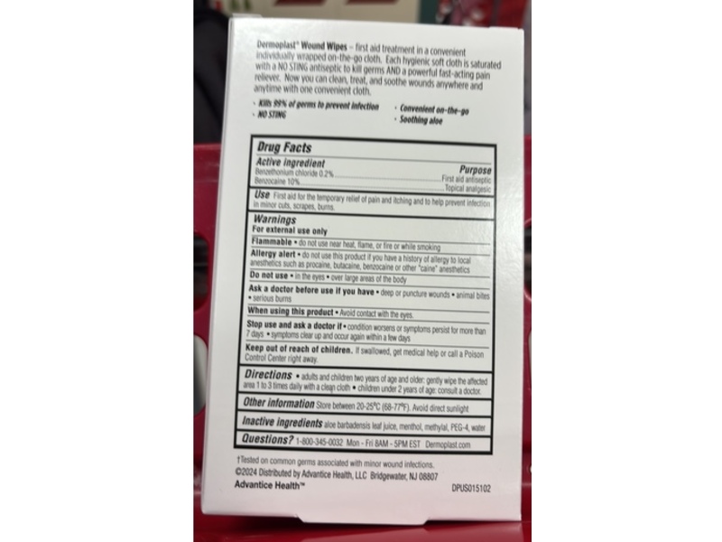 Dermoplast Wound Wipes, 10 Count