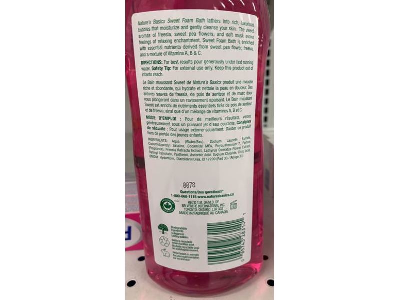 Nature's Basics Foam Bath, Sweet, 24 fl oz/700 mL