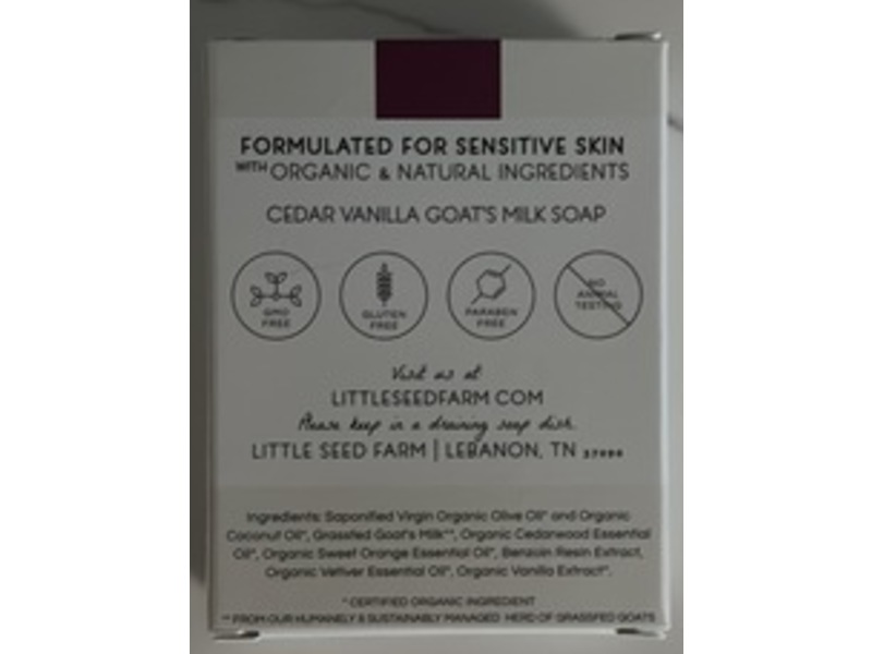 Little Seed Farm Farmstead Milk Soap, Cedar Vanilla, 4.75 oz/134 g