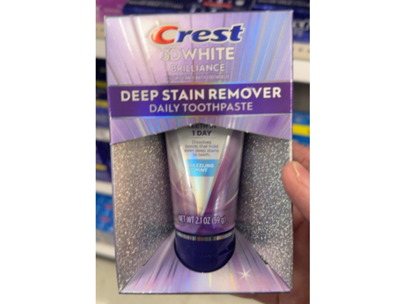 Crest 3D White Brilliance Deep Stain Remover Daily Toothpaste, Dazzling Mint, 2.1 oz/59 g