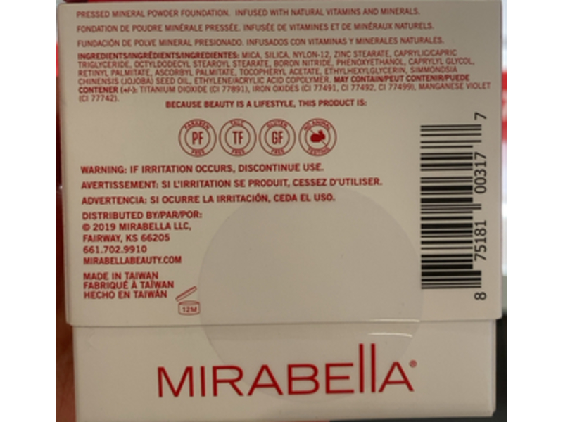 Mirabella Pretty Mineral Foundation, Pure Press 1, 0.35 oz/10 g