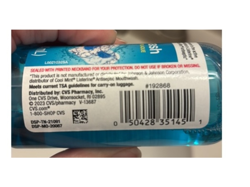 CVS Health Antiseptic Mouthwash, Blue Mint, 3.2 fl oz/94 mL