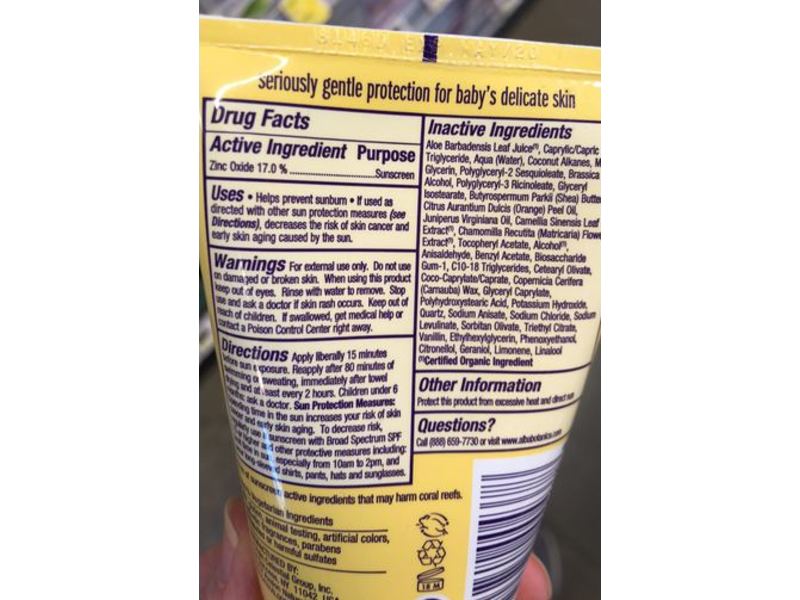 Alba Botanica Baby Mineral Sunscreen, SPF 50+, 4 oz/113 g