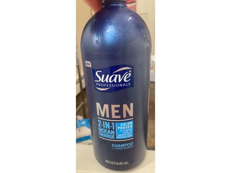 Suave Professionals Men 2-In-1 Shampoo & Conditioner, Ocean Charge, 40 fl oz/1.18 L