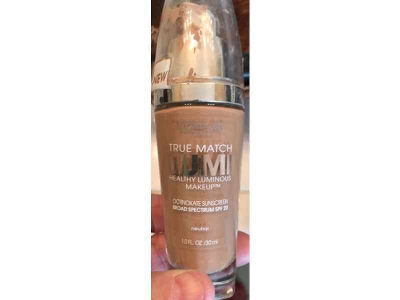 L'Oreal Paris True Match Lumi Healthy Luminous Makeup, N5 True Beige, SPF 20, 1 fl oz/30 mL