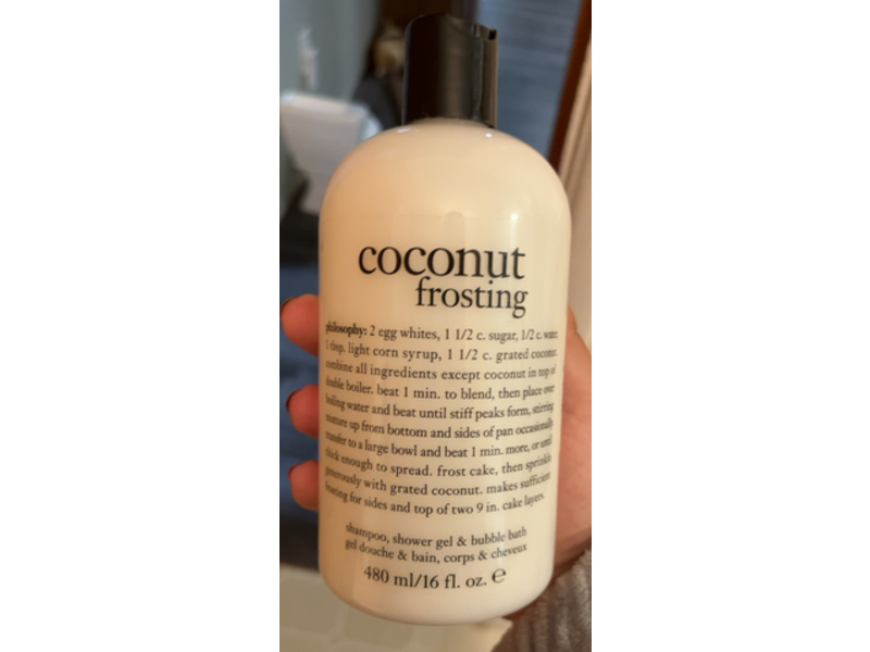 Philosophy Shampoo + Shower Gel & Bubble Bath, Coconut Frosting, 16 fl oz/480 mL